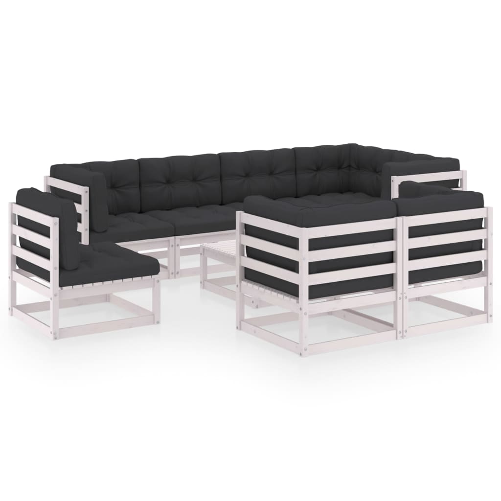 Set mobilier de gradina cu perne, 9 piese, lemn masiv pin