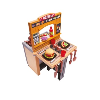 Bucatarie cu pizza, Pizzeria Ecoiffier, reglabila cu doua fete, scaunel si 33 accesorii,1693 Bucatarie cu pizza, Pizzeria Ecoiffier, reglabila cu doua fete, scaunel si 33 accesorii,1693