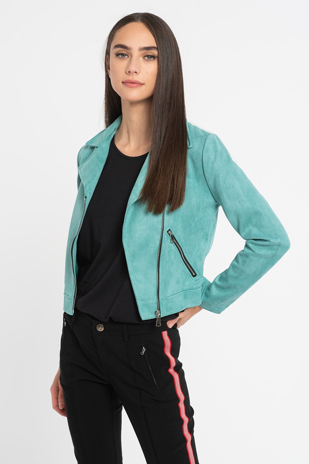 Haily's, Jaheta biker cu revere decupate Melly, Verde persan