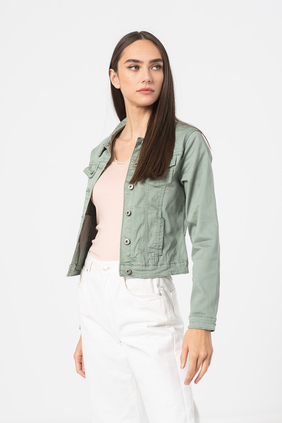 Haily's, Jacheta usoara din denim Enny, Verde feriga