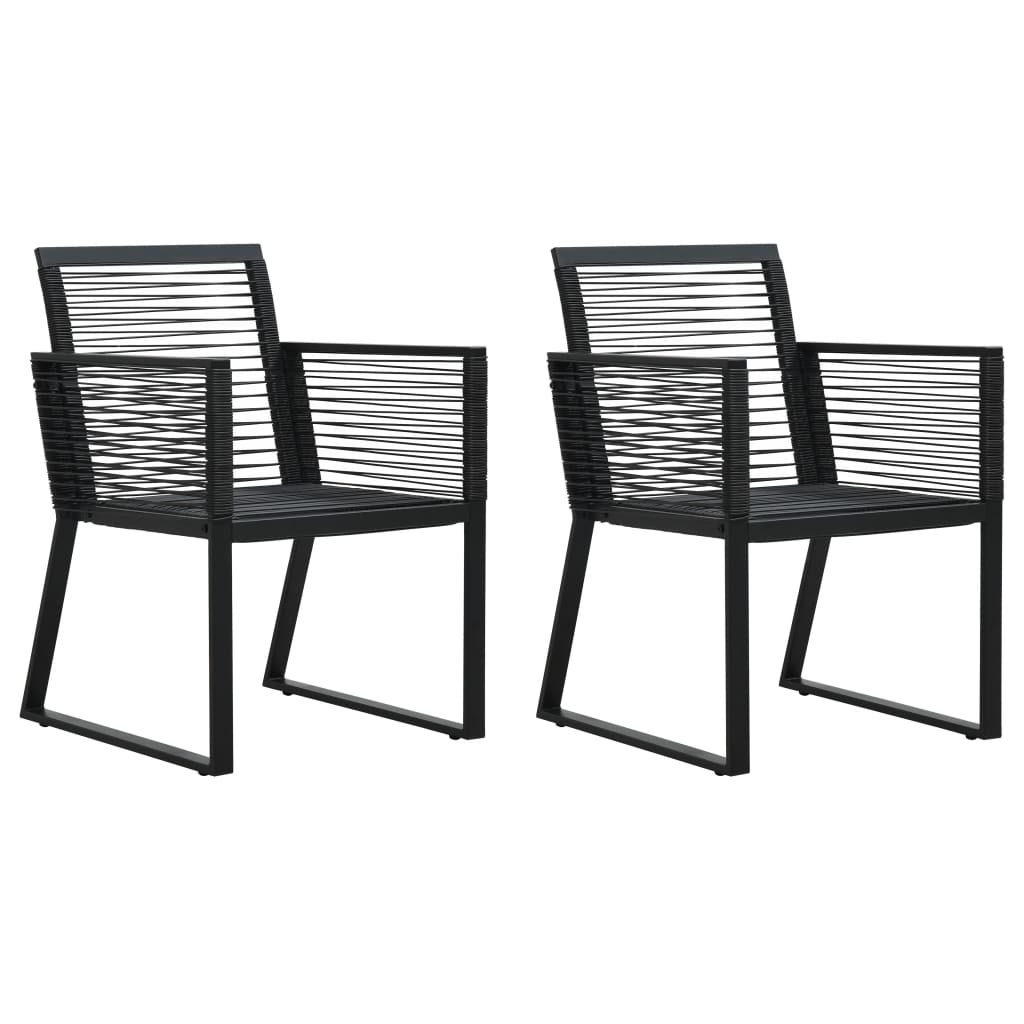Set de 2 scaune de gradina, vidaXL, PVC/Otel, 53 x 57 x 77 cm, Negru
