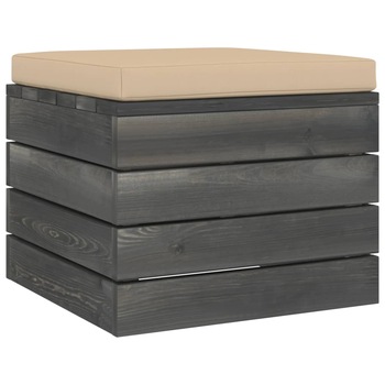 Taburet de gradina din paleti cu perna vidaXL, Lemn, 60 x 60 x 41.5 cm, Bej Taburet de gradina din paleti cu perna vidaXL, Lemn, 60 x 60 x 41.5 cm, Bej