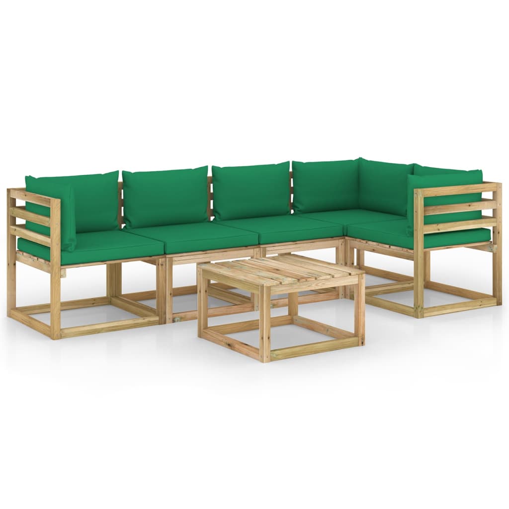 Set mobilier de gradina cu perne, 6 piese, lemn de pin tratat