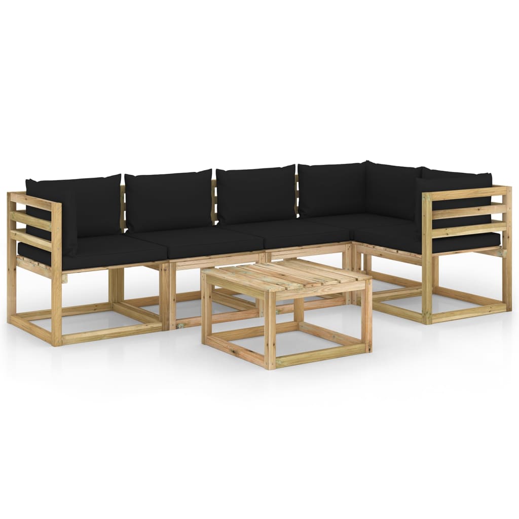 Set mobilier de gradina cu perne, 6 piese, lemn de pin tratat