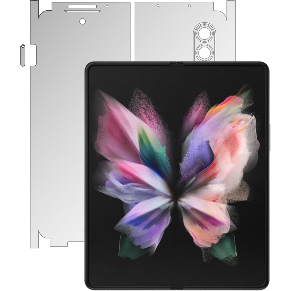 Folie Protectie Spate Invisible Skinz UHD AutoRegeneranta pentru Samsung Galaxy Z Fold3 5G - Siliconica Ultra-Clear cu taiere 360 Cut pentru Carcasa Spate si Laterale, Skin Adeziv Transparent