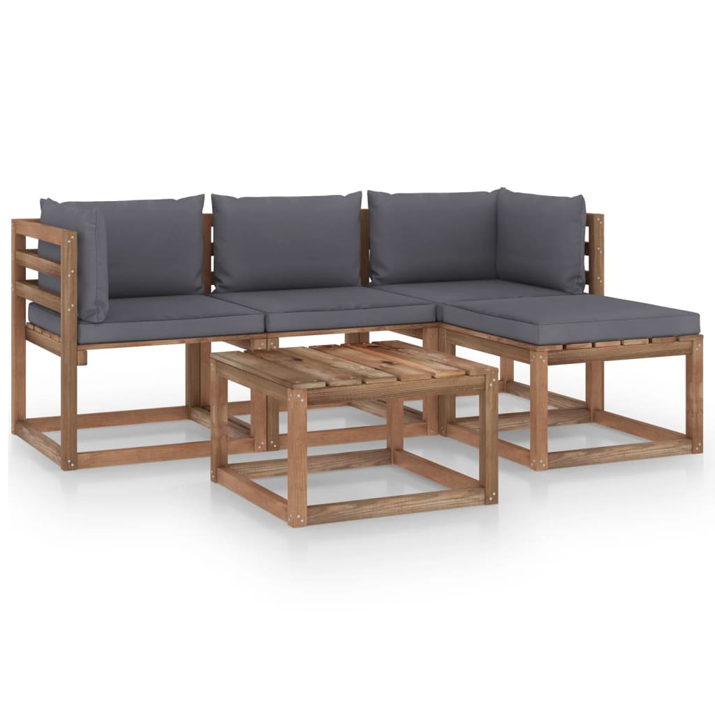 Set mobilier de gradina, 5 piese, cu perne antracit