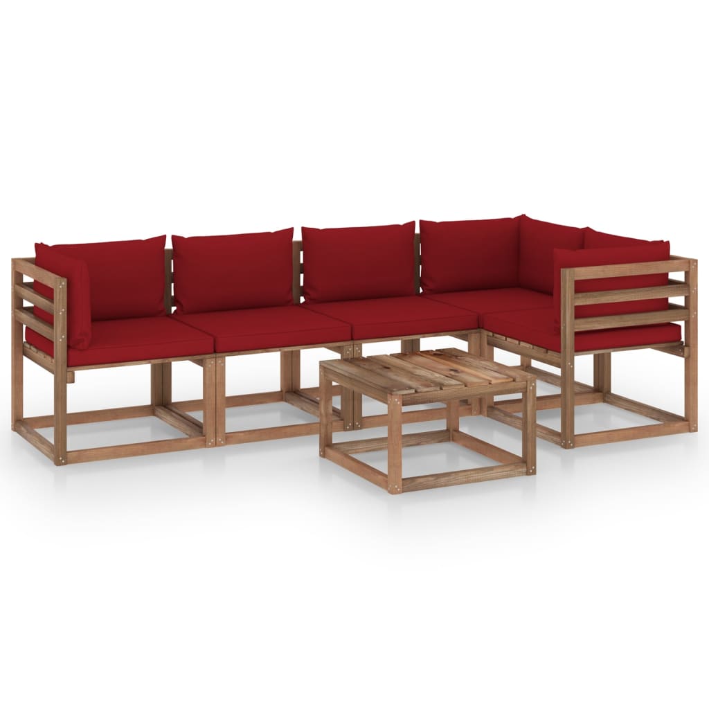 Set mobilier gradina paleti, cu perne, 6 piese, lemn pin tratat