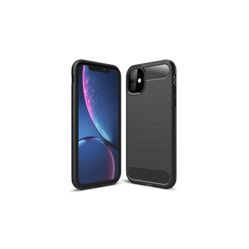 Husa cu insertii carbon pentru Iphone 11, bumper, Negru