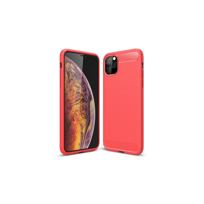 Husa cu insertii de carbon pentru iPhone 11 Pro Max, bumper, Rosu