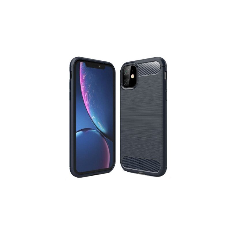 Husa cu insertii carbon pentru Iphone 11, bumper, Bleumarin