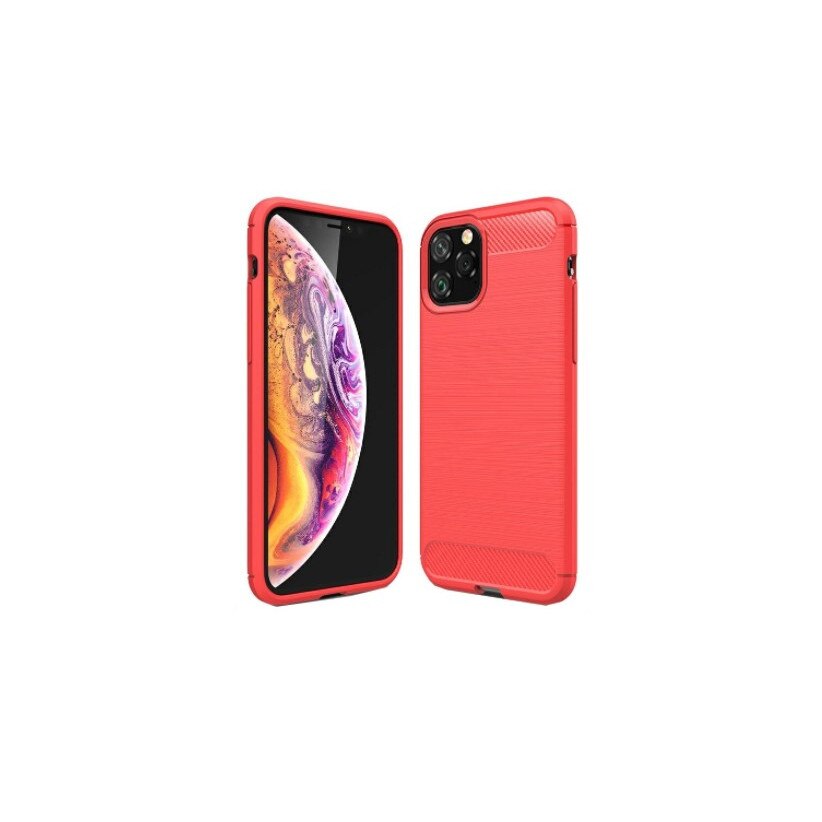 Husa cu insertii de carbon pentru iPhone 11 Pro, bumper, Rosu