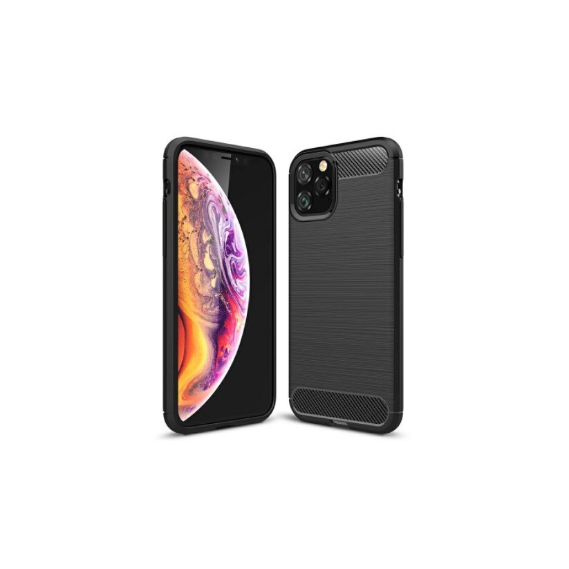 Husa cu insertii de carbon pentru iPhone 11 Pro, bumper, Negru