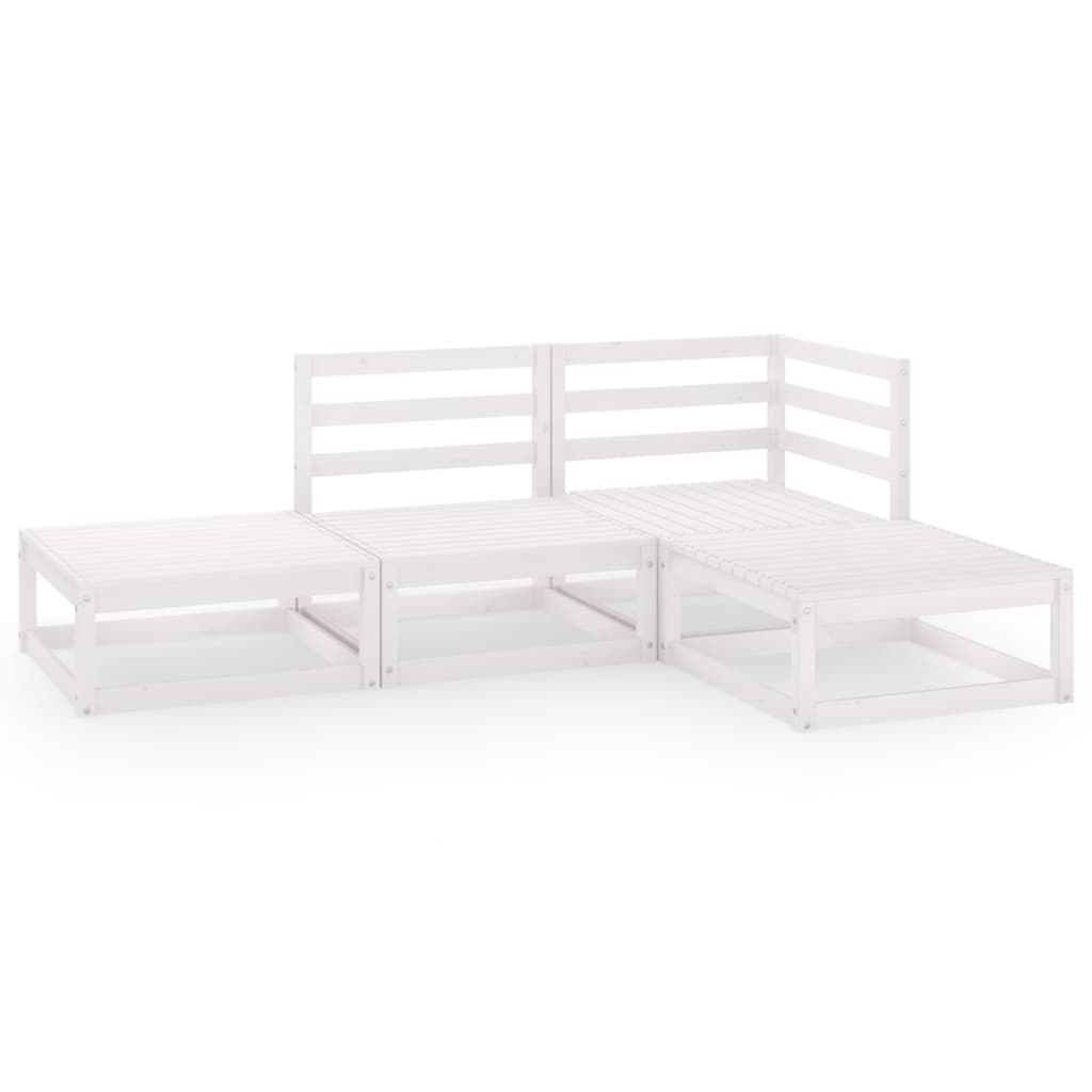 Set mobilier de gradina, 4 piese, alb, lemn masiv de pin