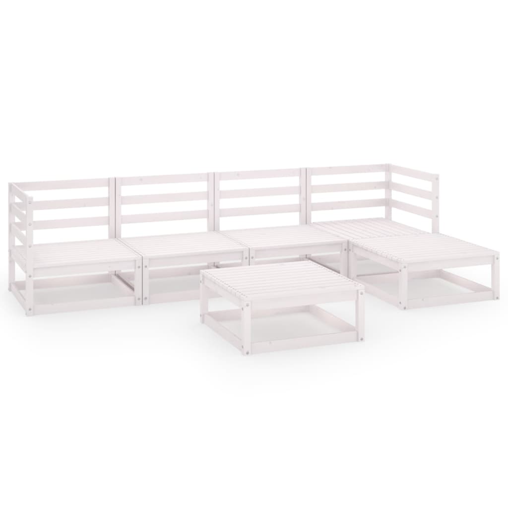 Set mobilier de gradina, 6 piese, alb, lemn masiv de pin
