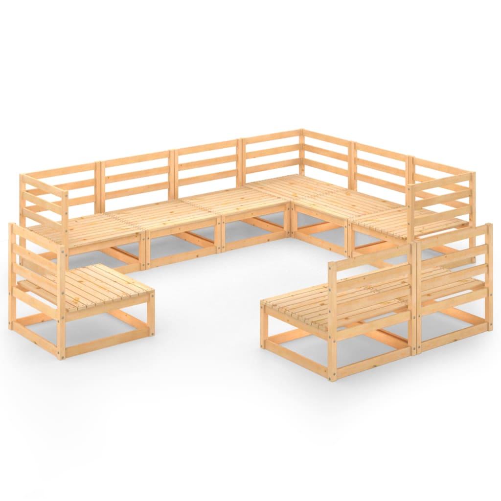 Set mobilier de gradina, 9 piese, lemn masiv de pin