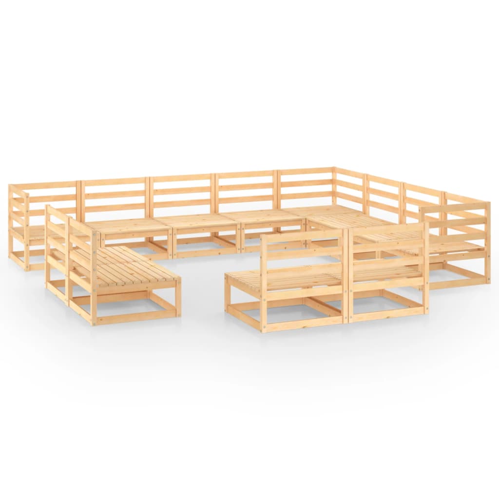 Set mobilier de gradina, 12 piese, lemn masiv de pin