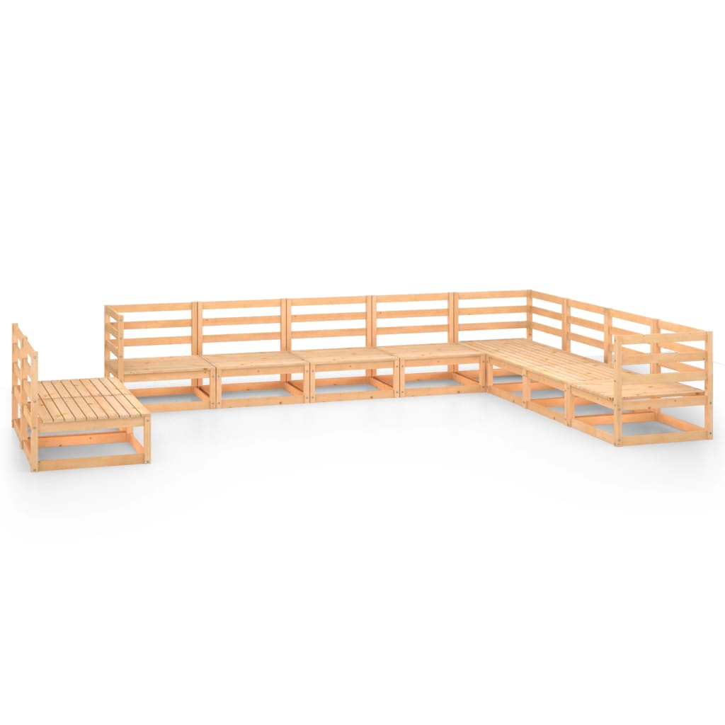 Set mobilier de gradina, 10 piese, lemn masiv de pin