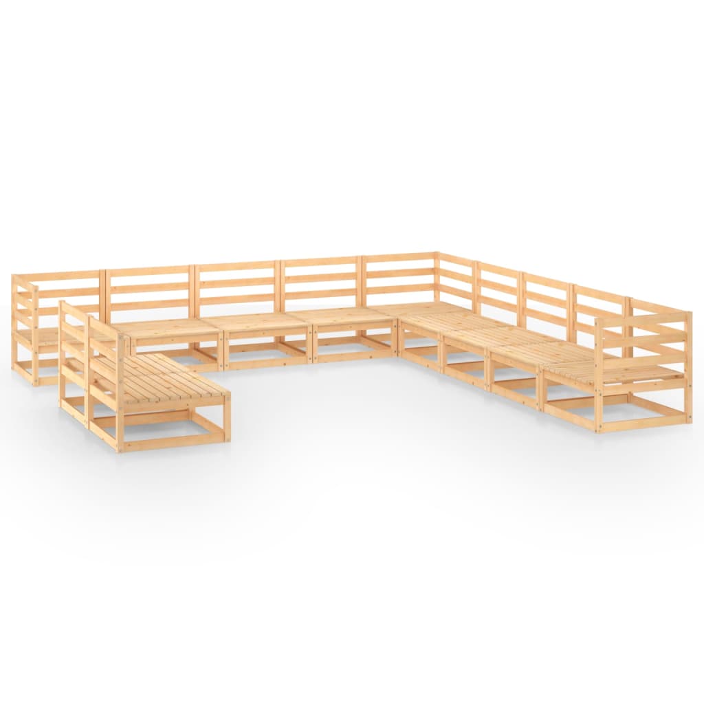 Set mobilier de gradina, 11 piese, lemn masiv de pin