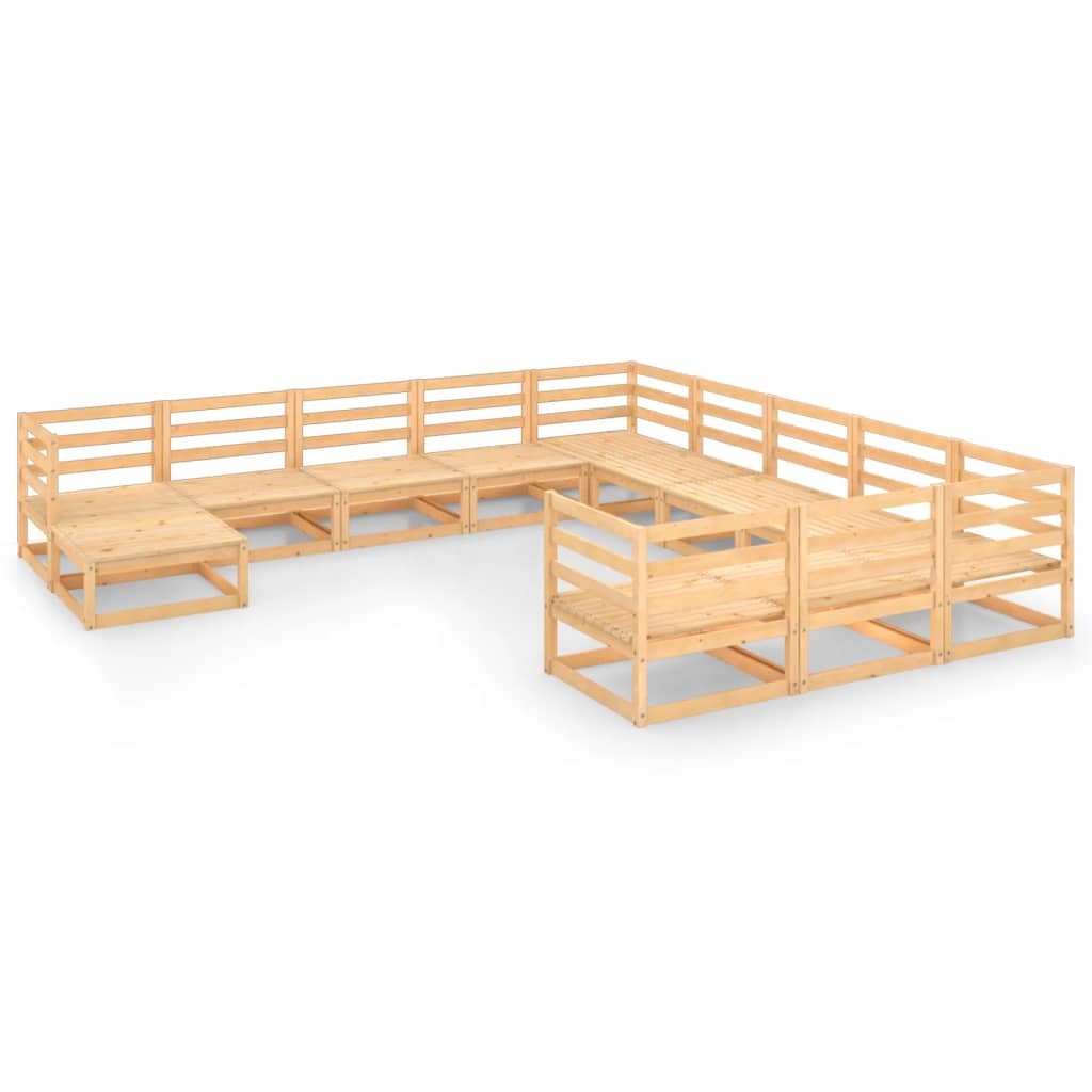 Set mobilier de gradina, 12 piese, lemn masiv de pin