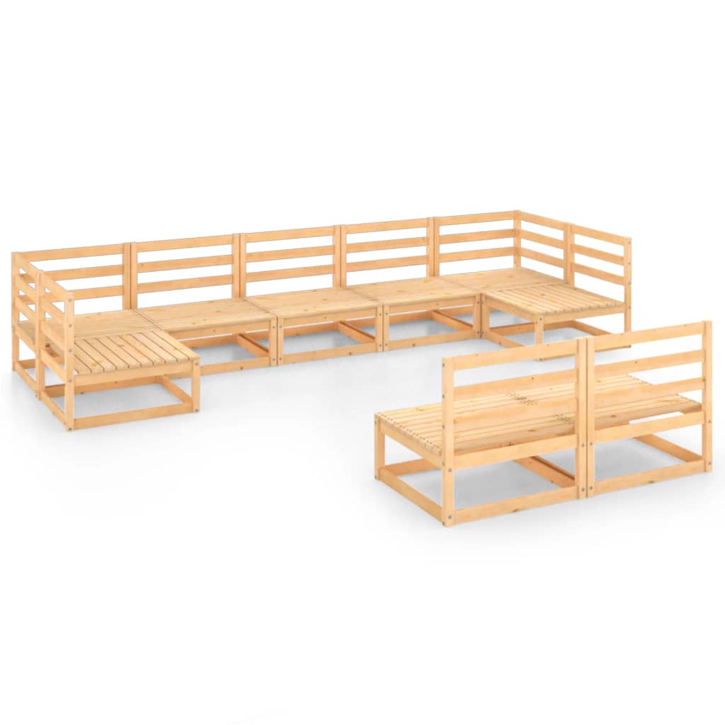 Set mobilier de gradina, 9 piese, lemn masiv de pin