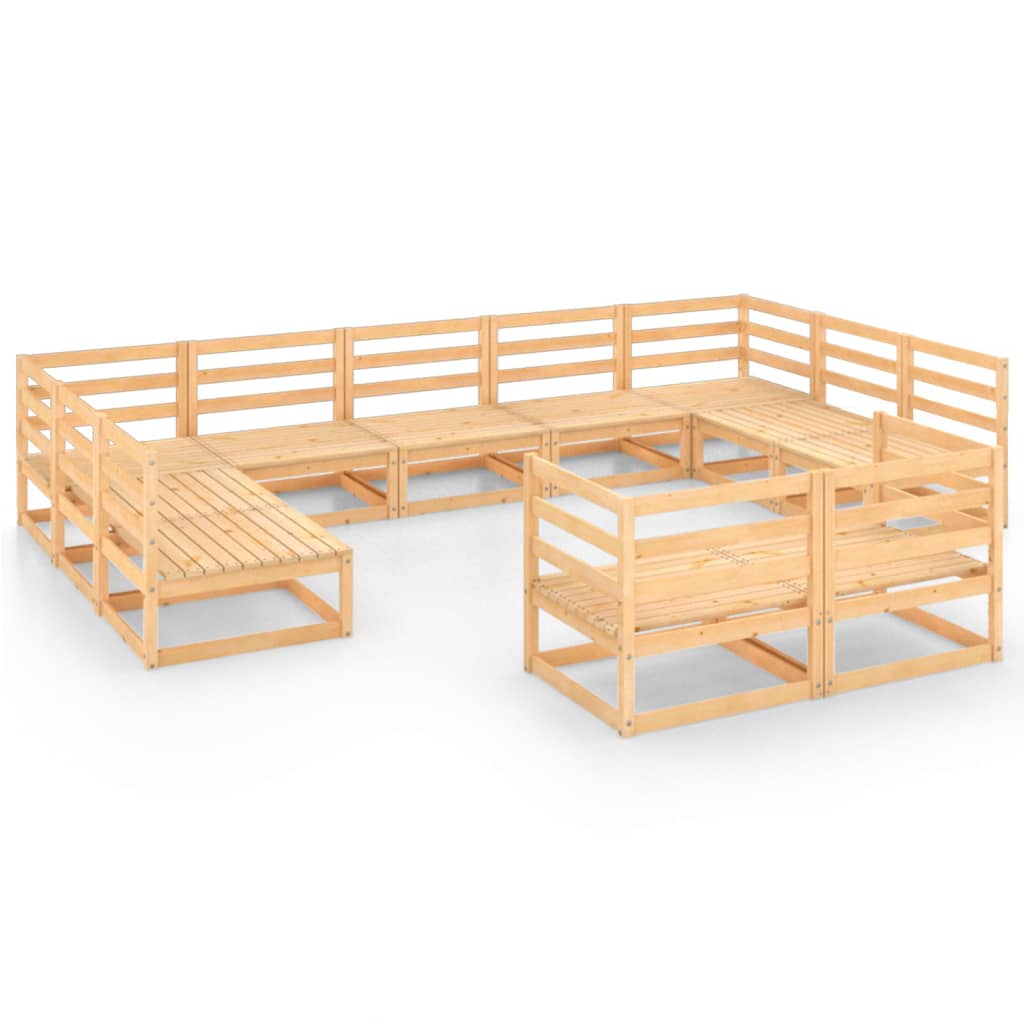 Set mobilier de gradina, 11 piese, lemn masiv de pin