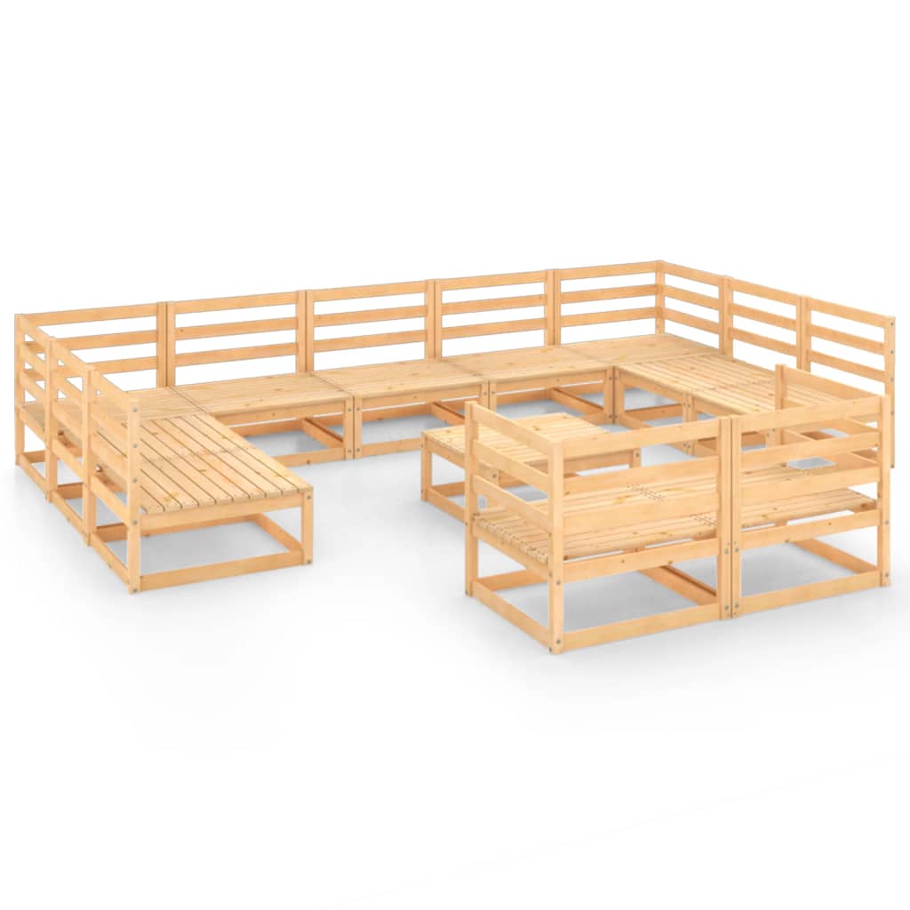 Set mobilier de gradina, 12 piese, lemn masiv de pin