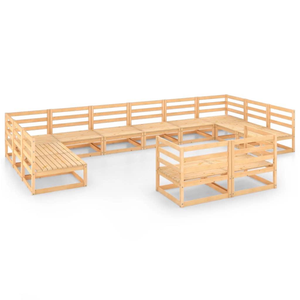 Set mobilier de gradina, 12 piese, lemn masiv de pin