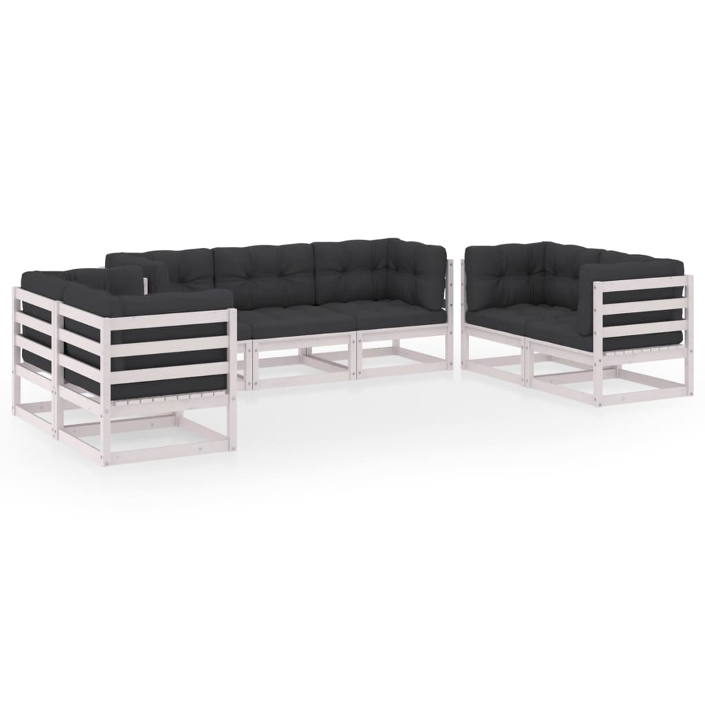 Set mobilier de gradina cu perne, 7 piese, lemn masiv de pin