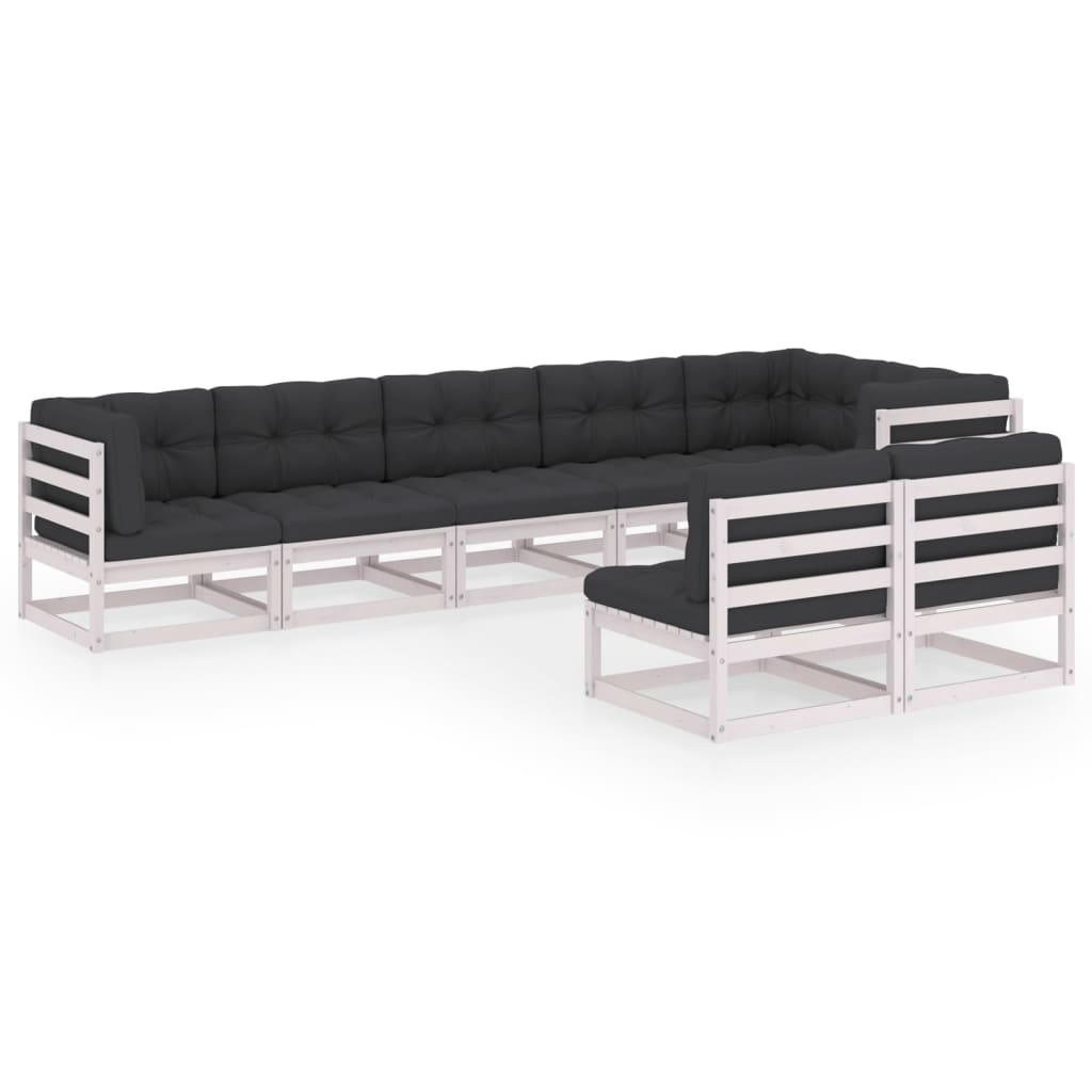 Set mobilier de gradina cu perne, 8 piese, lemn masiv de pin