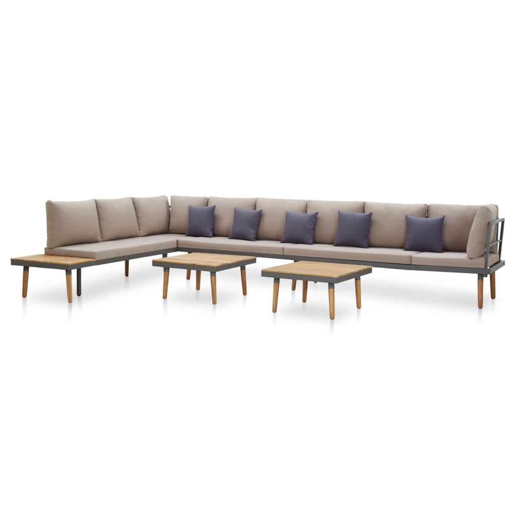 Set mobilier gradina cu perne, 7 piese, lemn masiv de acacia