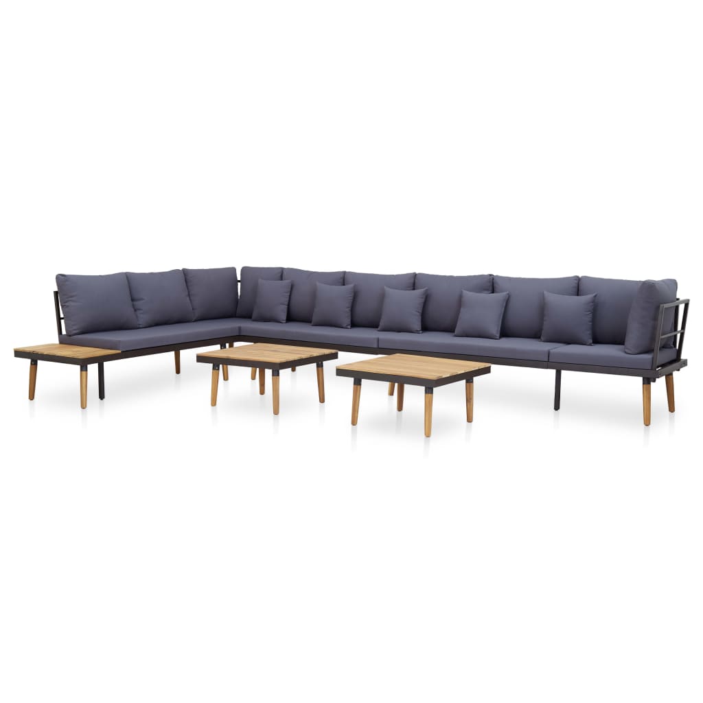 Set mobilier gradina cu perne, 7 piese, lemn masiv de acacia