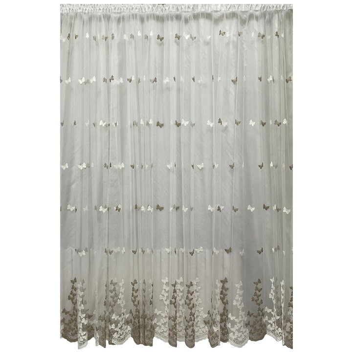 Perdea bej/alba brodata din colectia "Just Butterflies" 300x245cm cu rejansa, by Liz Line - P2553