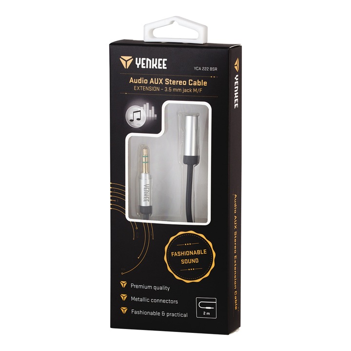 Cablu audio, Yenkee, 2m, Negru