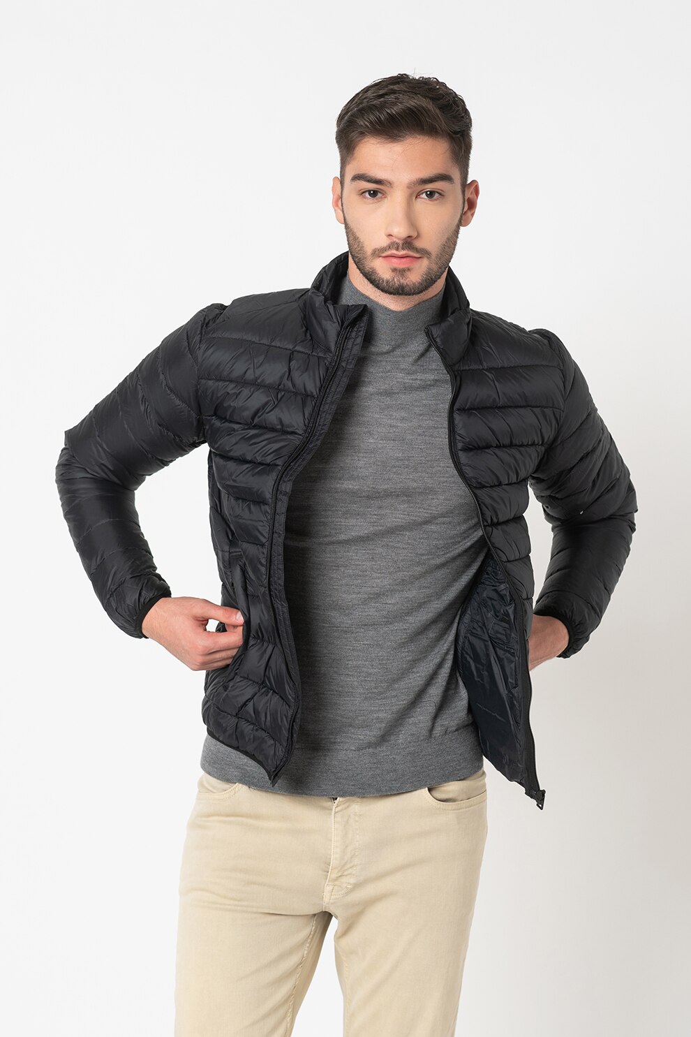 !Solid, Geaca usoara cu aspect matlasat Hailie, Negru, L