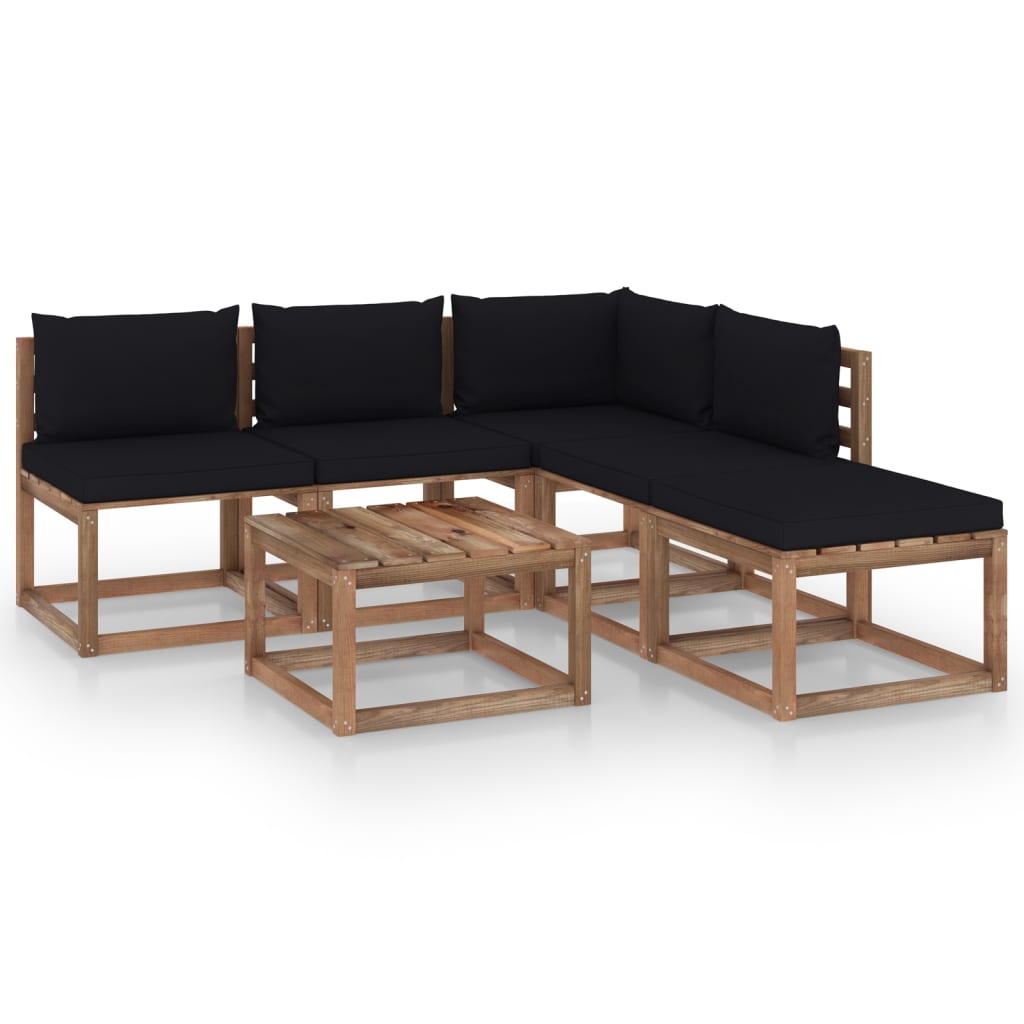 Set mobilier gradina paleti, cu perne, 6 piese, lemn pin tratat