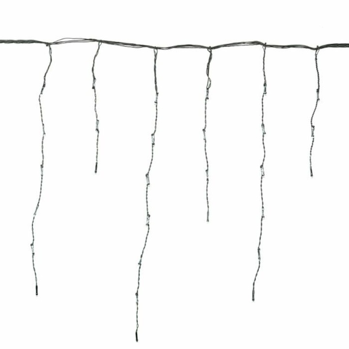 Instalatie Craciun Profesionala de Exterior IP65, 35 m, 840 Led-uri Mari, Franjuri, Alb rece, Flash, Alimentator, Interconectabila, Fir Negru Cauciucat, 220v, Southern Sky