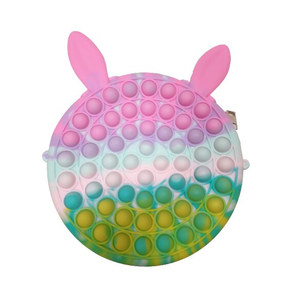 Jucarie interactiva Pop It Now, gentuta cu fermoar detasabil, model Pisicuta Rainbow, 18cm