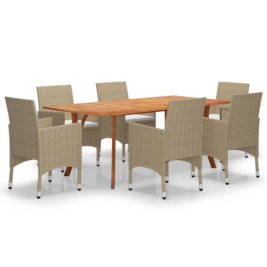 Set de masa pentru gradina, 7 piese, bej