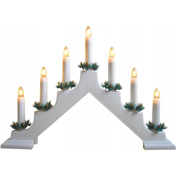 Suport 7 lumanari, 21 W, plastic, alb, 41x5.5x28.5 cm Suport 7 lumanari, 21 W, plastic, alb, 41x5.5x28.5 cm