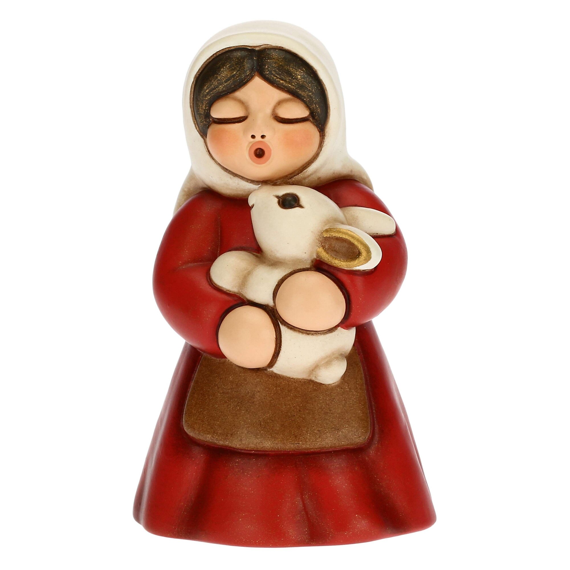 Figurina, fetita si iepuras, ceramica THUN, 8 cm