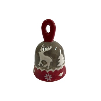 Clopotel ceramic rosu imprimeu Craciun 10 cm x 6 cm Clopotel ceramic rosu imprimeu Craciun 10 cm x 6 cm