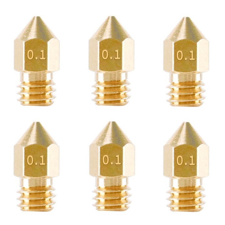 Set 6 duze pentru imprimanta 3D OEM, 0.1 mm, MK8, Auriu