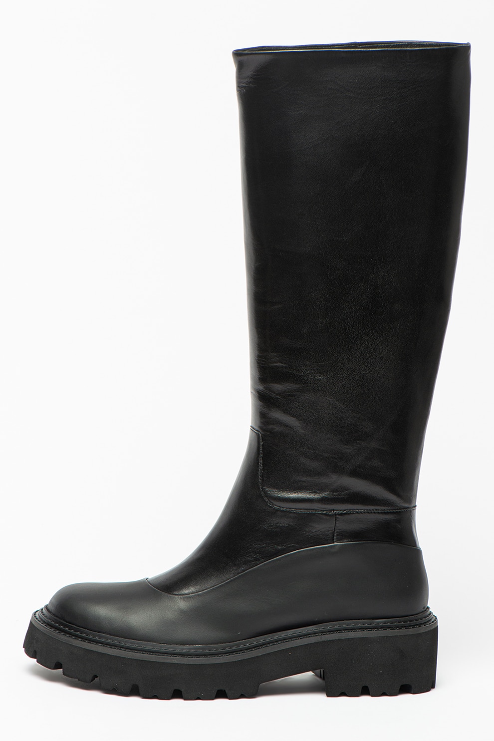 Pinko, Cizme de piele cu toc masiv, Negru