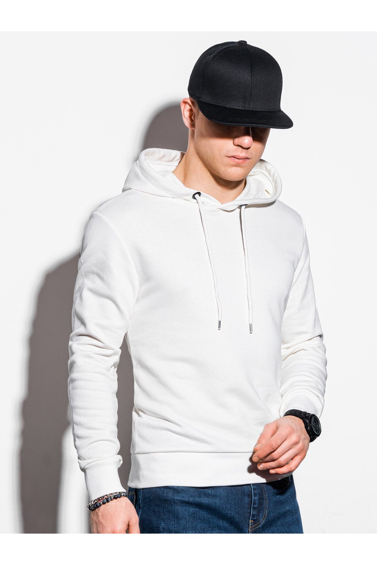 Hanorac barbati B1216 - alb, Alb, M