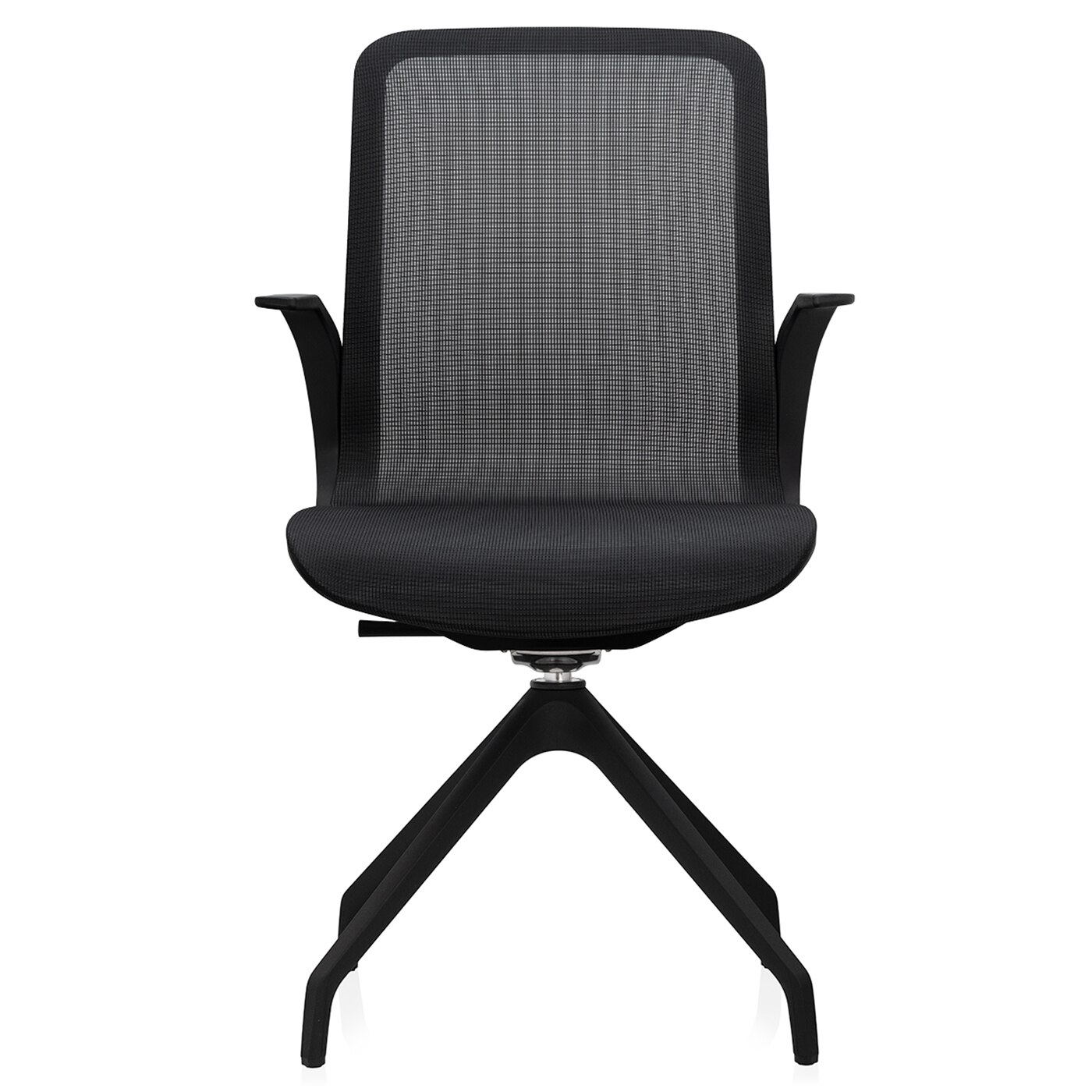 Scaun ergonomic vizitator TRAFFIC CHAIRS MATRIX VIZITATOR, CU BRATE, mesh NEGRU, sezut mesh, spatar mesh, mecanism balans, superslim