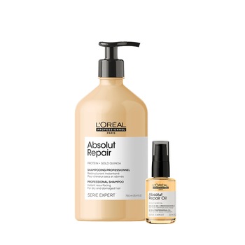 Set cadou L'Oréal Professionnel Serie Eexpert Absolut Repair: Sampon, 750 ml + Ulei mini, 30 ml Set cadou L'Oréal Professionnel Serie Eexpert Absolut Repair: Sampon, 750 ml + Ulei mini, 30 ml
