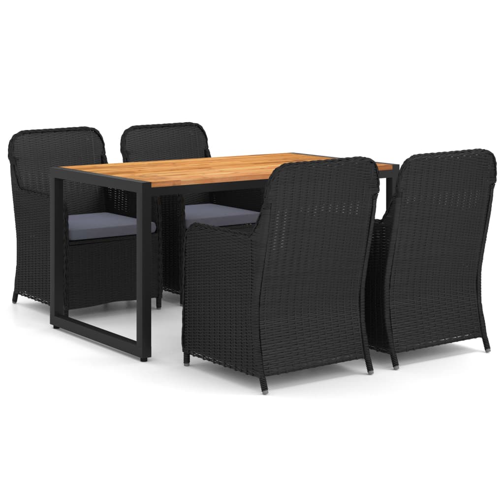 Set de mobilier pentru gradina, 5 piese, negru