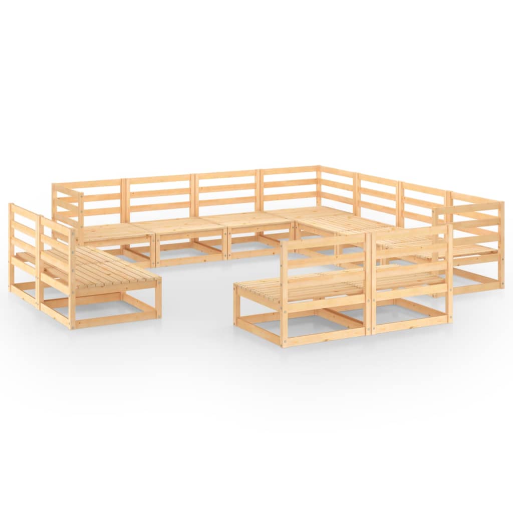 Set mobilier de gradina, 11 piese, lemn masiv de pin