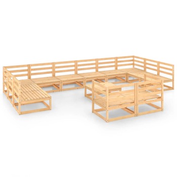 Set mobilier de gradina, 13 piese, lemn masiv de pin Set mobilier de gradina, 13 piese, lemn masiv de pin