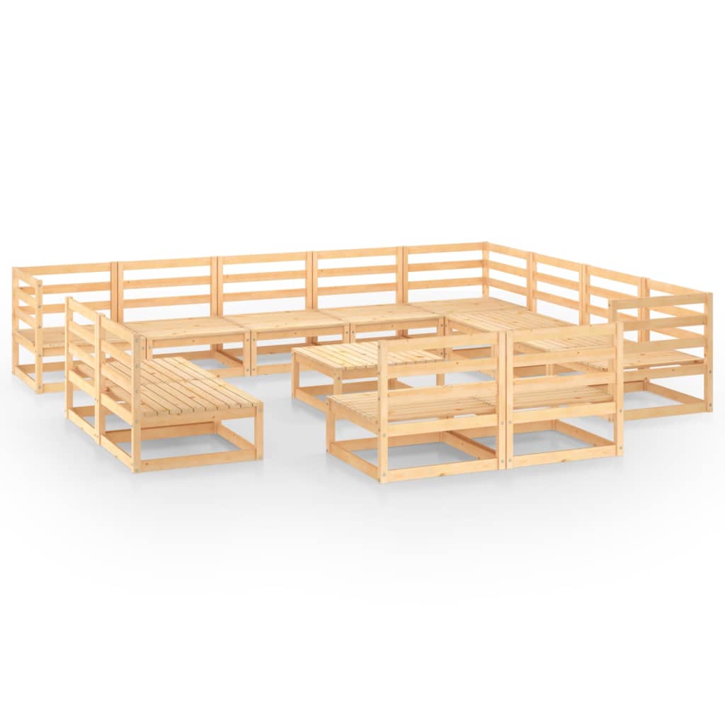 Set mobilier de gradina, 13 piese, lemn masiv de pin